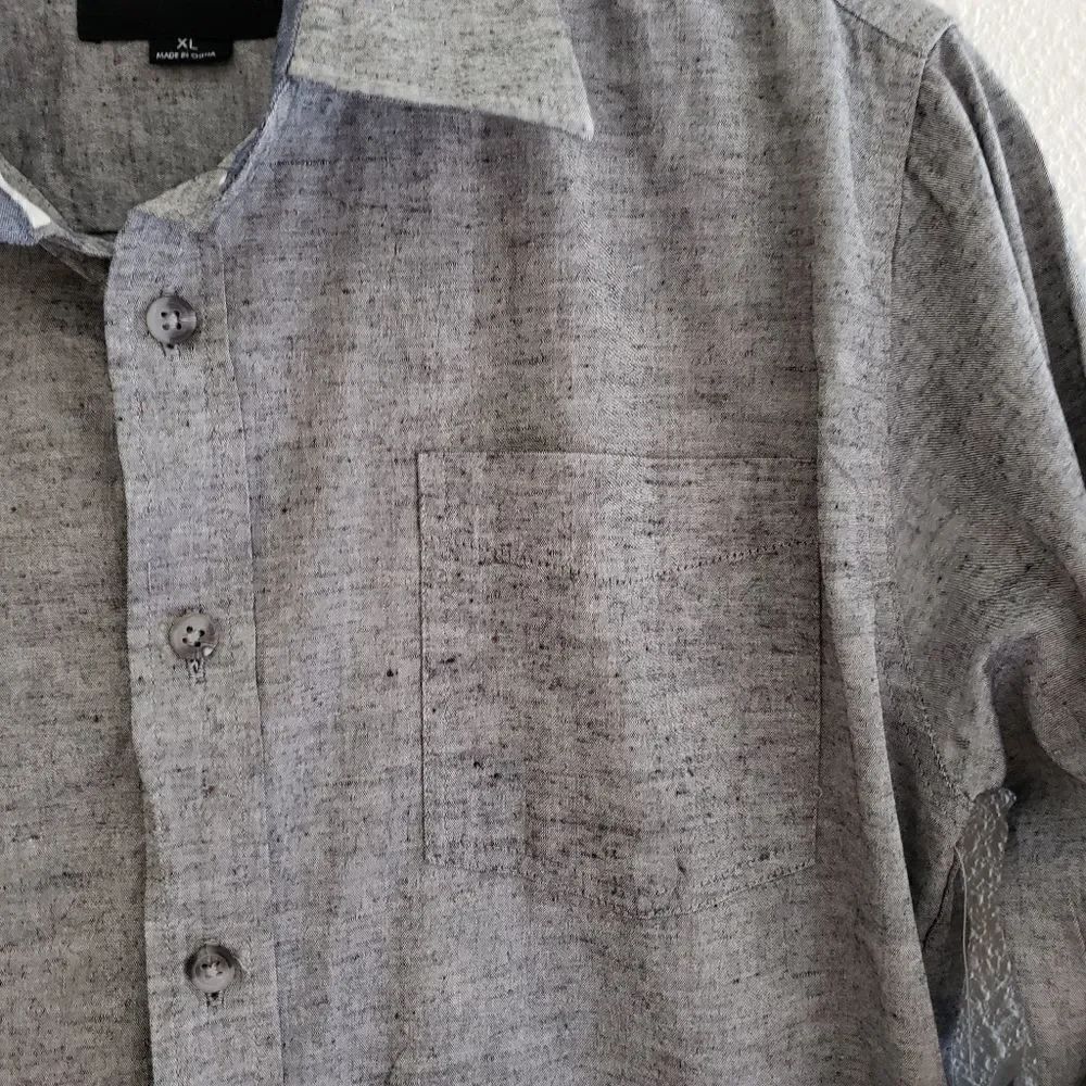 Ocean Current Long Sleeve Gray Pocket Button Front Shirt - Picture 3 of 7